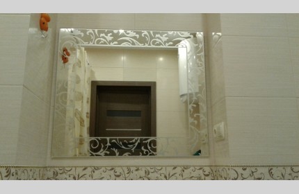 Дзеркало для ванної з матовим малюнком "Візерунок" по периметру